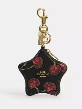 NEW Coach Black Red Star Shaped Bag Charm NWT